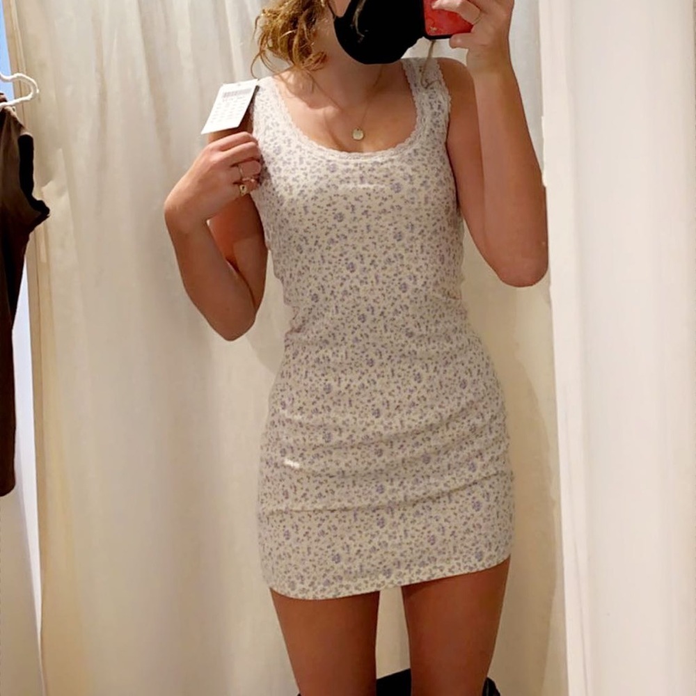 Light blue floral mini dress brandy Melville